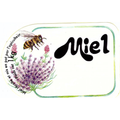 Etiquette fleurs et abeilles "Miel", le cent