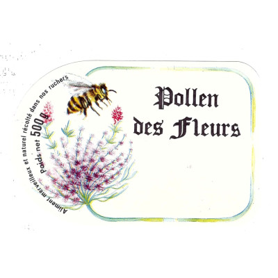 Etiquette fleurs et abeilles "pollen de fleurs", le cent