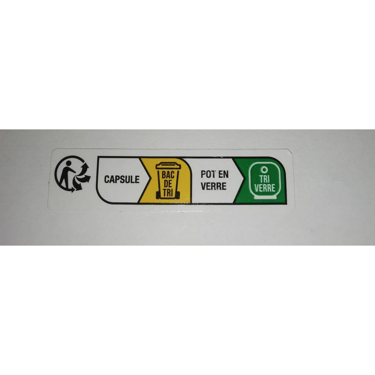 Etiquette info-tri, pot en verre et capsule