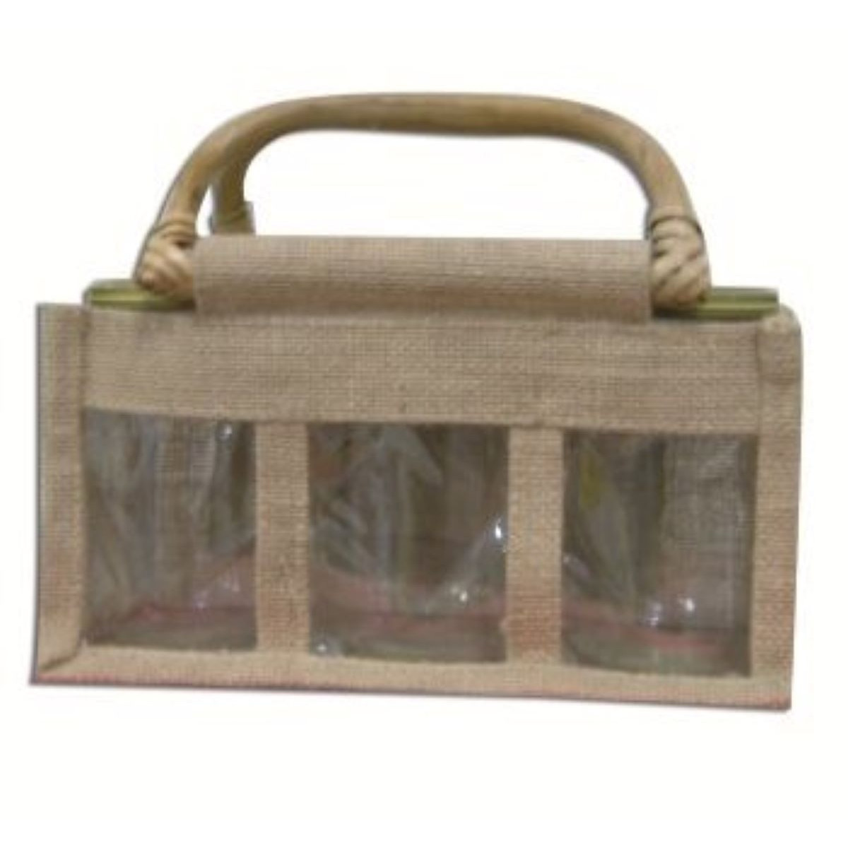 Sac toile de jute pour 3 pots verre 250 gr