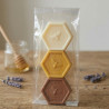 Lot de 3 savons hexagonaux 100 gr Miel, Gelée Royale et Propolis